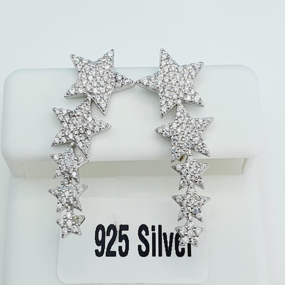 "925 Sterling Silver Cubic Zirconia Earrings, UU1P6A6113 - Picture 1 of 11